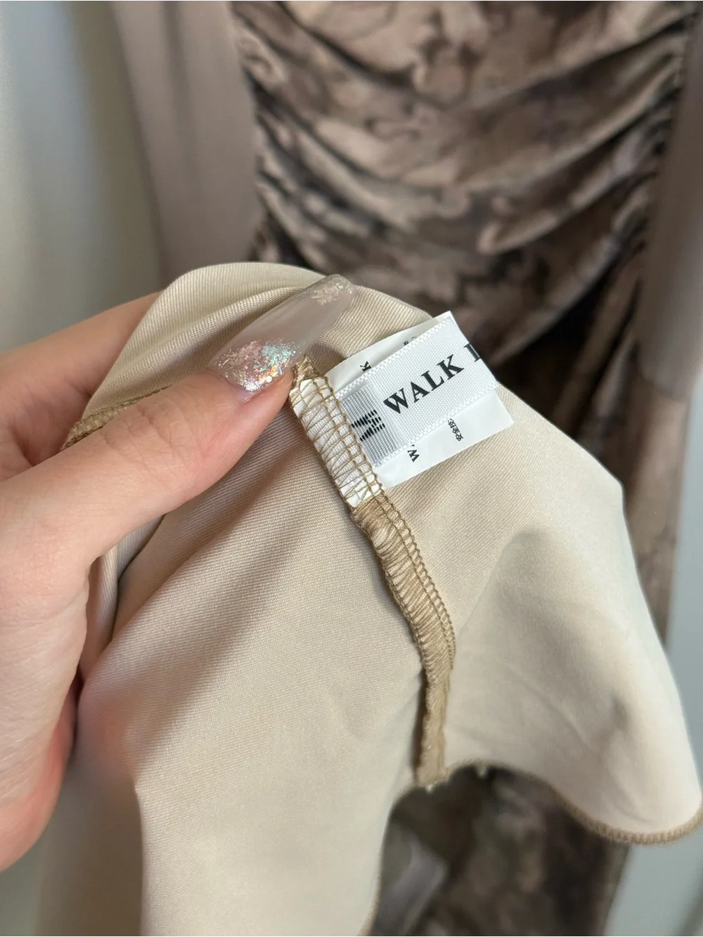WALK IN DARK Vintage Print Ruched Maxi Dress | Size M | Brown